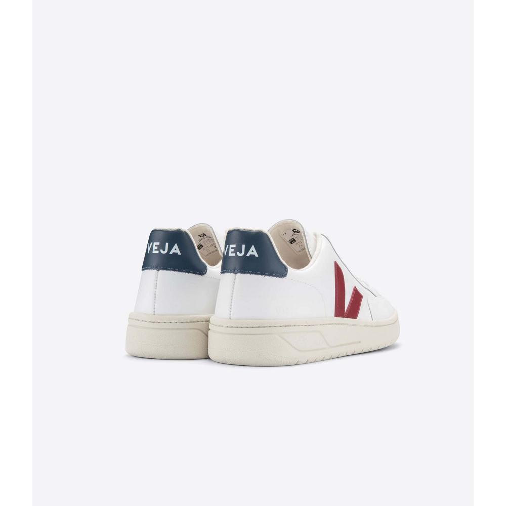 Veja V-12 LEATHER Tornacipő Női White/Red | HU 675FDN